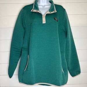 L.L. Bean XL Textured Quilted Snap Neck Airlight Knit Pullover Teal